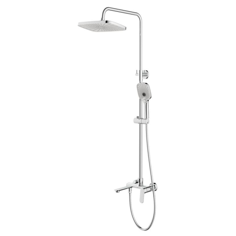 Душевая система Azario Alanti с квадратным тропическим душем, хром AZ-K2332-1