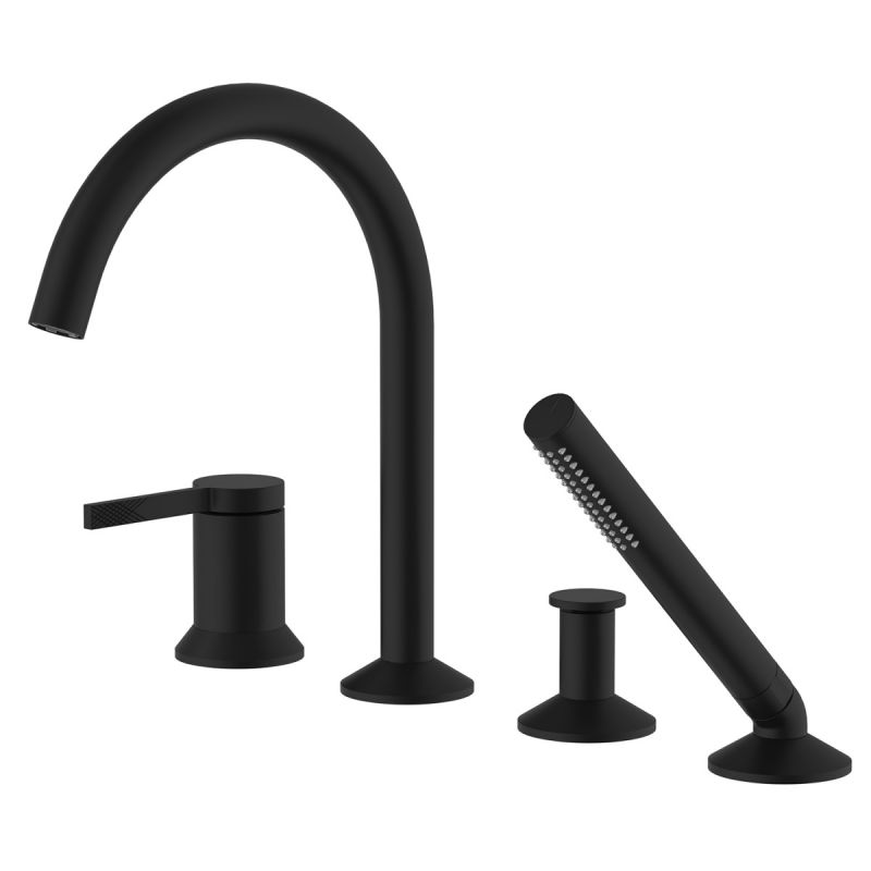 Смеситель на борт ванны Azario FLAME каскадный, черный матовый AZ-VPC258320PA