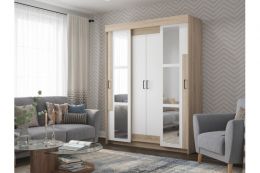 Шкаф-купе Victor с зеркалами (ш1600*г526*в2100мм) Сонома-Белый