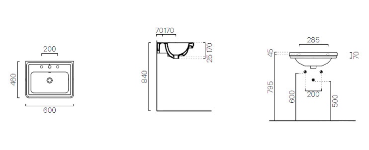Раковина GSI Classic 8731 подвесная или с установкой на колонне 60x46 см ФОТО