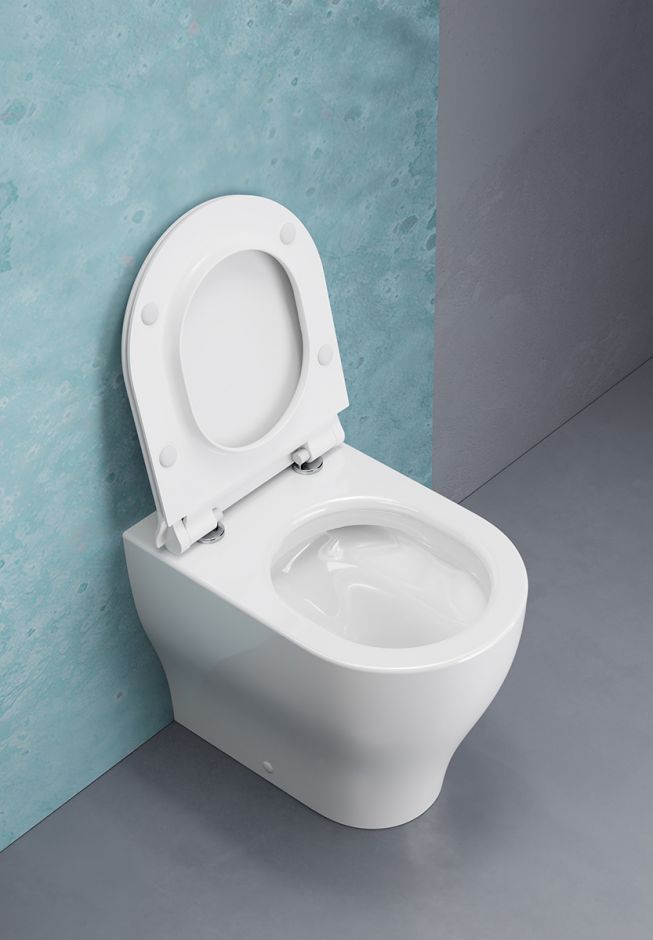 Розовый пристенный безободковый унитаз GSI Pura 6410 53 x 36 ФОТО