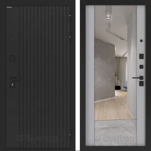 Входная дверь Бункер БН 06 - Зеркало максимум Грей софт