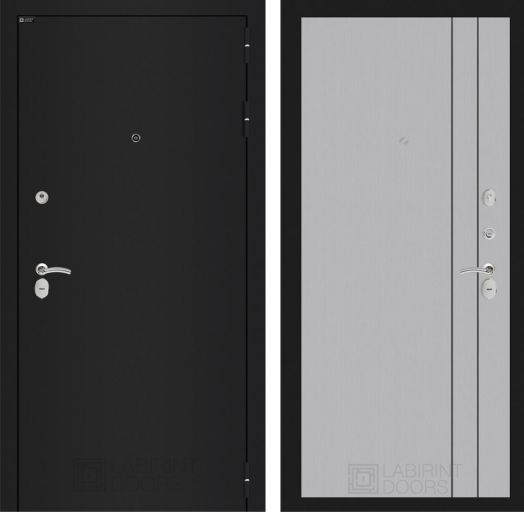 Входная дверь Лабиринт КЛАССИК шагрень черная - 10 Серый софт рельеф