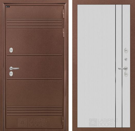 Входная дверь Лабиринт Термо Лайт - 10 Белый софт рельеф с терморазрывом