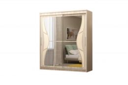 Шкаф-купе БАБОЧКА (ш2000*г600*в2200мм) дуб сонома, зеркало-лакобель белый