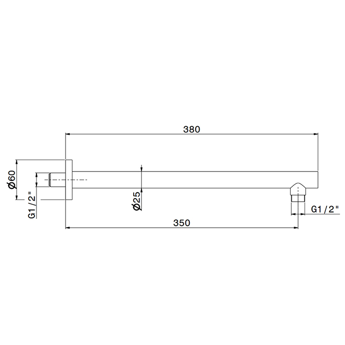 Кронштейн для верхнего душа Newform X-STEEL 316 29390X настенный 35 см G1/2 INOX ФОТО