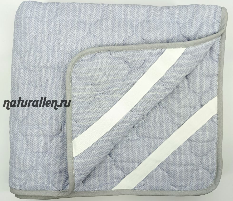 Наматрасник  лён/хлопок (синяя елочка)