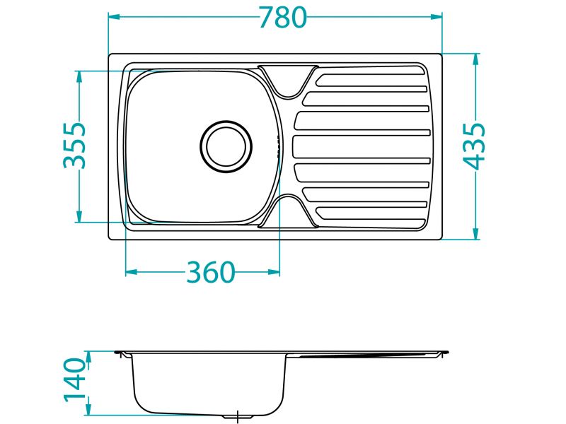 Мойка для кухни Alveus BASIC 170 NAT-90 NEW в комплекте с сифоном 78х43,5 см ФОТО