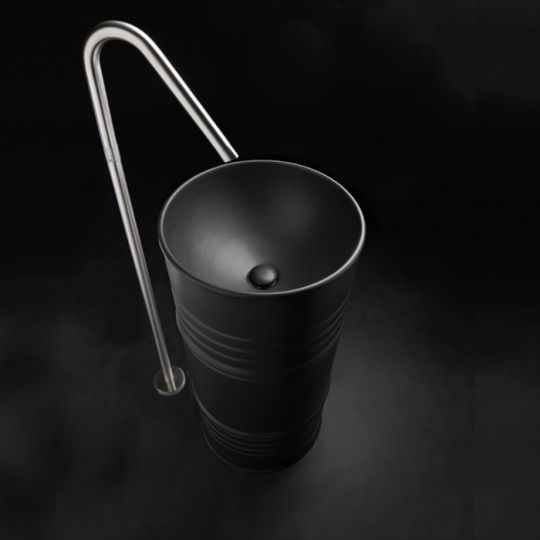 Раковина напольная Kerasan Artwork Barrel 45 474331, черный матовый схема 2 Раковина напольная Kerasan Artwork Barrel 45 474331, черный матовый схема 2