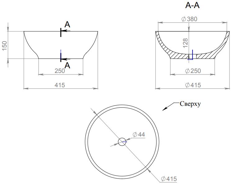 Белая круглая накладная раковина Salini Gloria 303 42x42 ФОТО