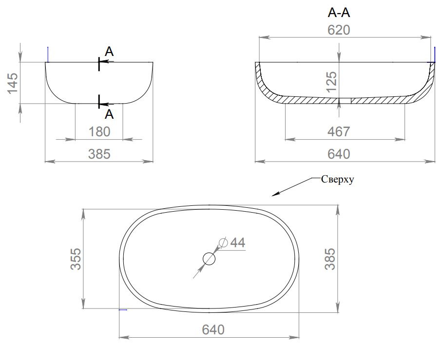 Белая овальная раковина Salini Gloria 305 64x39 ФОТО