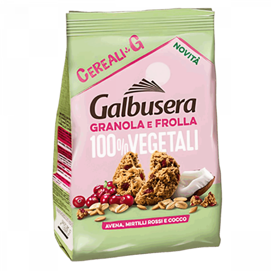 Печенье злаковое с клюквой и кокосом, Galbusera, 300 г Granola MIRTILLI ROSSI COCCO 300 g