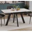 Стол обеденный «Джаггер» Тип 2 Черный муар, Керамика матовая белый мрамор