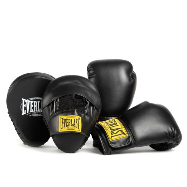 Набор для бокса Everlast 1910 PU (перчатки лапы) чёрный. Артикул P00003403
