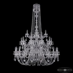 Люстра Хрустальная BOHEMIА IVЕLЕ CRYSTAL 1402/20+10+5/400/H-158/3D NI Никель, Стекло / Богемия Ивеле Кристалл