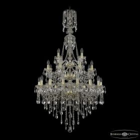 Люстра Хрустальная BOHEMIA IVELЕ CRYSTAL 1415/16+8+4/300/XL-155/3D G Золото, Стекло / Богемия Ивеле Кристалл