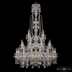 Люстра Хрустальная BOHEMIA IVELЕ CRYSTAL 1411/16+8+4/300/XL-131/3D G Золото, Стекло / Богемия Ивеле Кристалл