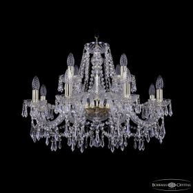 Люстра Хрустальная BOHEMIА IVELE CRYSTAL 1403/8+4/240 G Золото, Стекло / Богемия Ивеле Кристалл