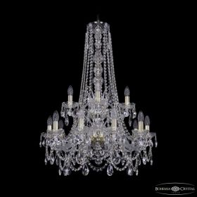 Люстра Хрустальная BOHEMIA IVELЕ CRYSTAL 1411/10+5/240/H-94/2D G Золото, Стекло / Богемия Ивеле Кристалл