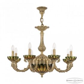 Люстра Бронзовая BOHEMIA IVELЕ CRYSTAL 71109P/8/210 FP P AMBER-GREEN/H-1H Патина, Латунь / Богемия Ивеле Кристалл