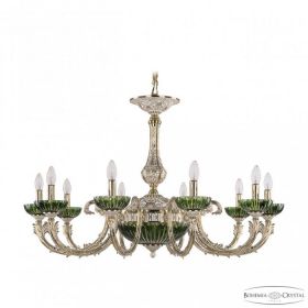Люстра Бронзовая BOHEMIA IVELЕ CRYSTAL 71109P/10/300 GW P CLEAR-GREEN/H-1K Золото Белёное, Латунь / Богемия Ивеле Кристалл