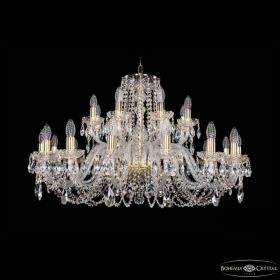 Люстра Хрустальная BOHЕMIA IVЕLЕ CRYSTAL 1402/16+8/360 G Золото, Стекло / Богемия Ивеле Кристалл