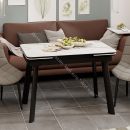 Стол обеденный «Джойс» Тип 1 Черный муар, Керамика матовая белый мрамор