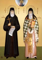 Икона Святые Арсений Каппадокийский и Паисий Святогорец (Печать на дереве)