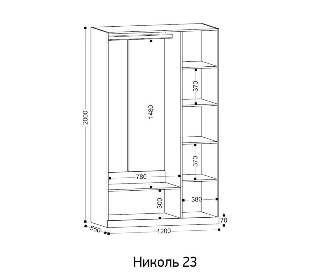 Николь-23 Шкаф 3-х створчатый