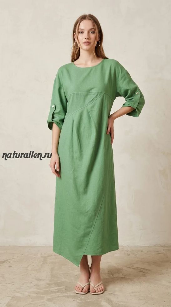 Льняное платье "Изумруд"