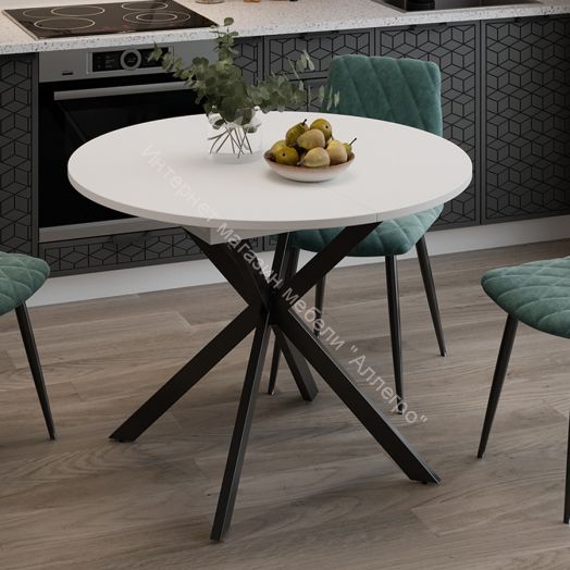 Стол обеденный раздвижной «Мэдисон» Тип 1 Черный муар, Белый