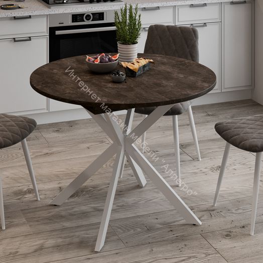 Стол обеденный раздвижной «Мэдисон» Тип 1 Белый муар, Ателье темный