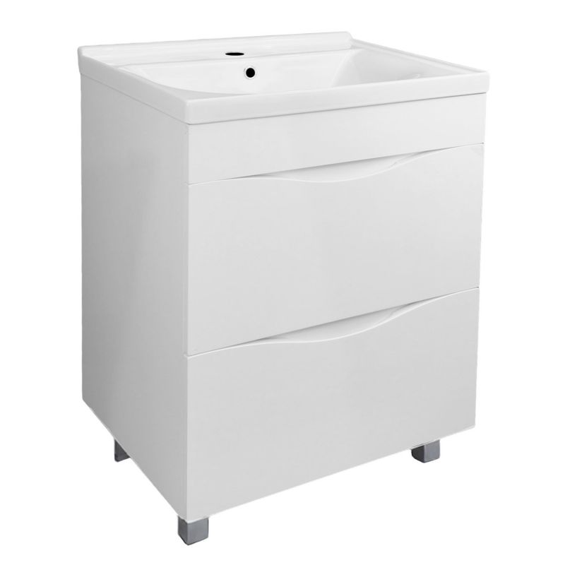 Комплект Тумба Loranto Santorini 60 610х460х810 напольная, с раковиной, Белый Глянец CS00105567