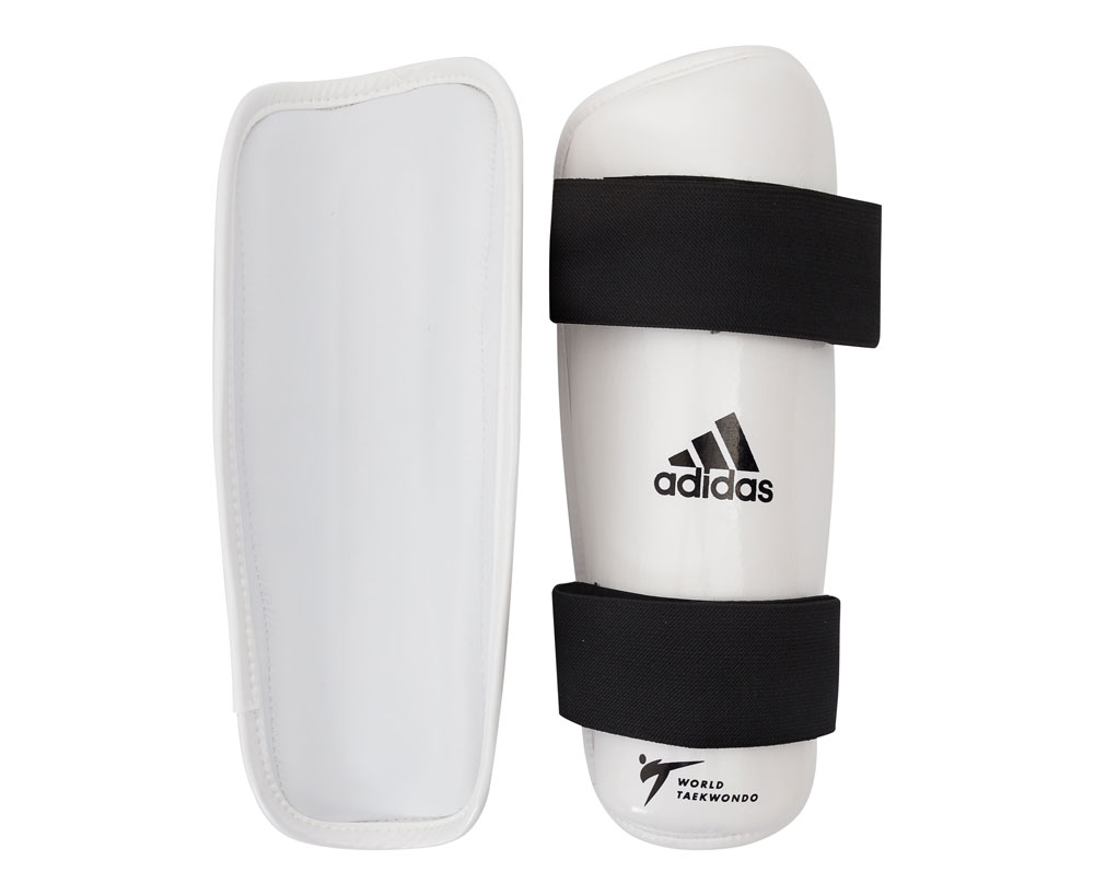 Защита голени Adidas для тхэквондо WT Shin Pad Protector белая, размер XL, артикул adiTSP01