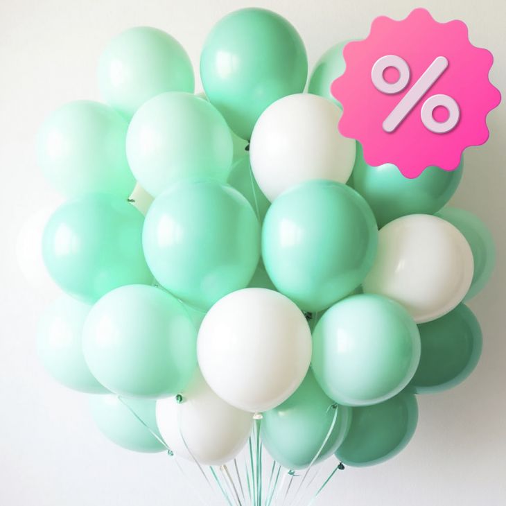 Шары 30 шт (мятный/белый)