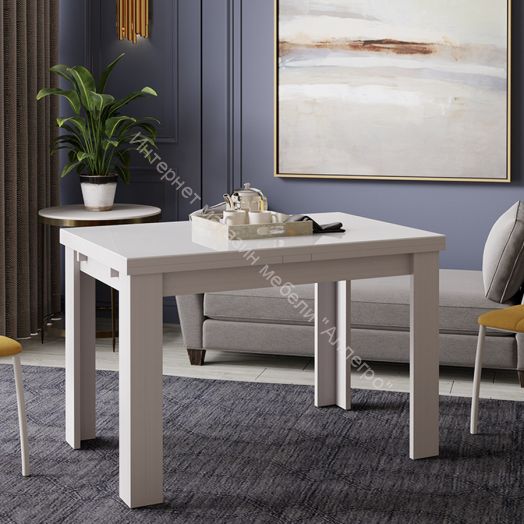 Стол обеденный «Норман» тип 1 Белый, Стекло Белый глянец