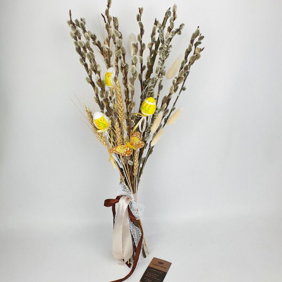 Пасхальный эко букет с вербой и бабочкой