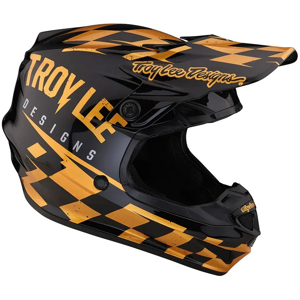 Troy Lee Designs SE4 Polyacrylite MIPS Race Shop Black/Gold шлем для мотокросса и эндуро