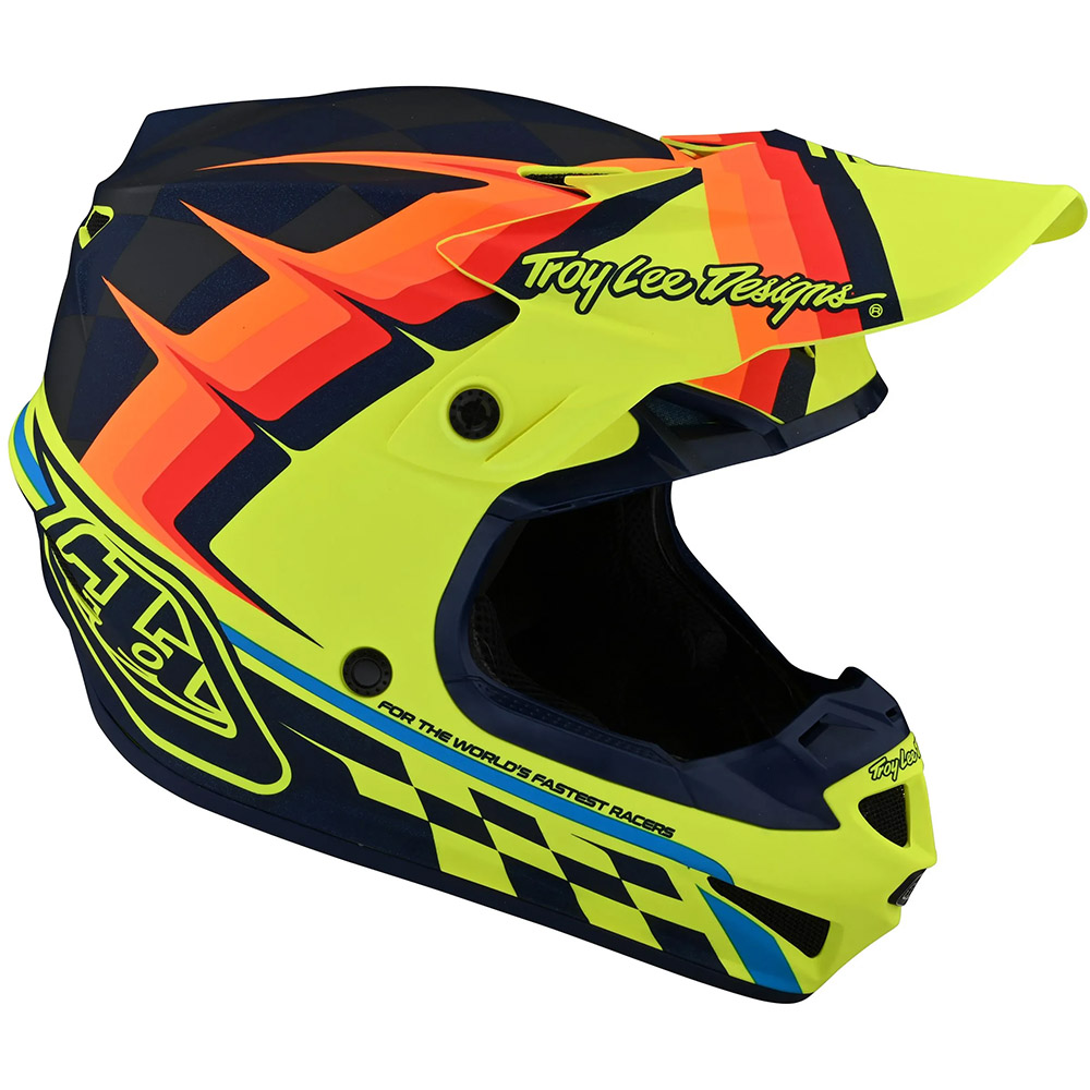 Troy Lee Designs SE4 Polyacrylite MIPS Warped Yellow шлем для мотокросса и эндуро