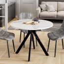 Стол обеденный раздвижной «Дуглас» Тип 2 Черный муар, Стекло матовое белый мрамор