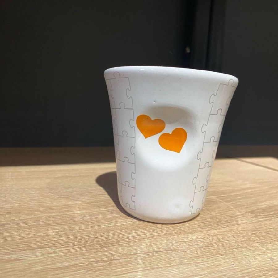 Чашка кофейная сердечки средняя оранжевая 200 мл, Topo Moka, Tazzina media cuori