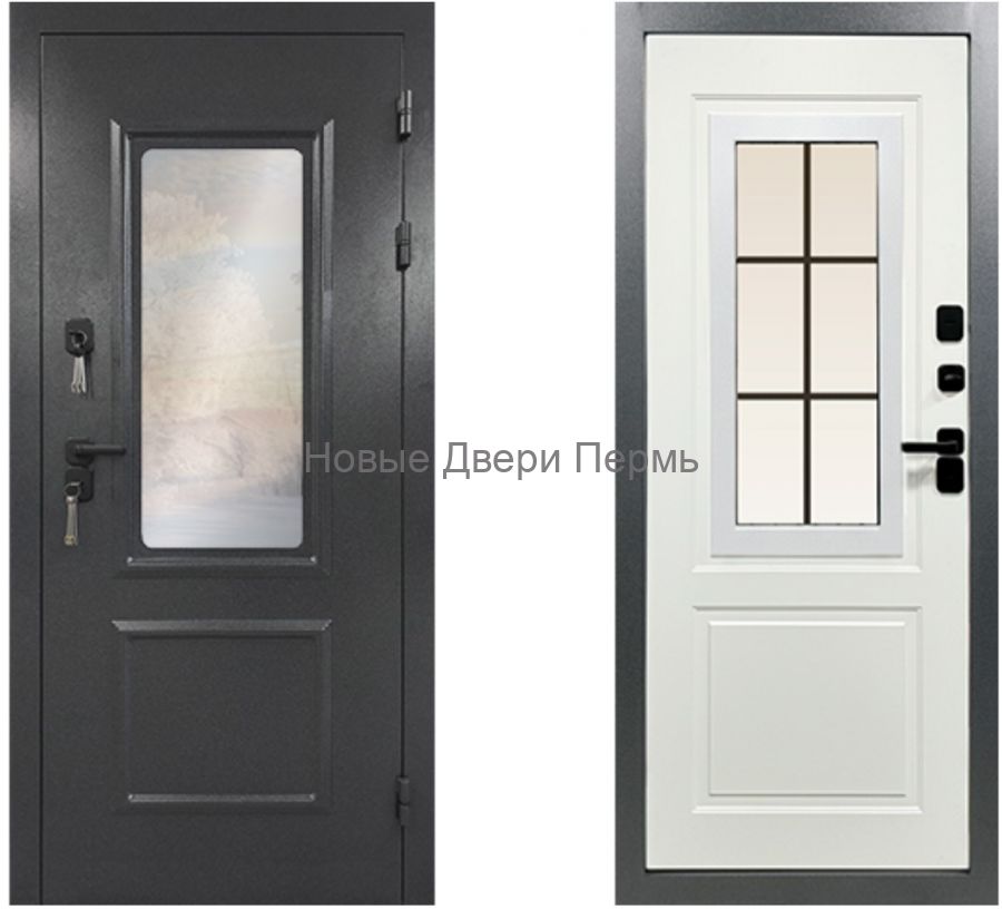 Уличная дверь Термо со стеклопакетом Винтер Панорама