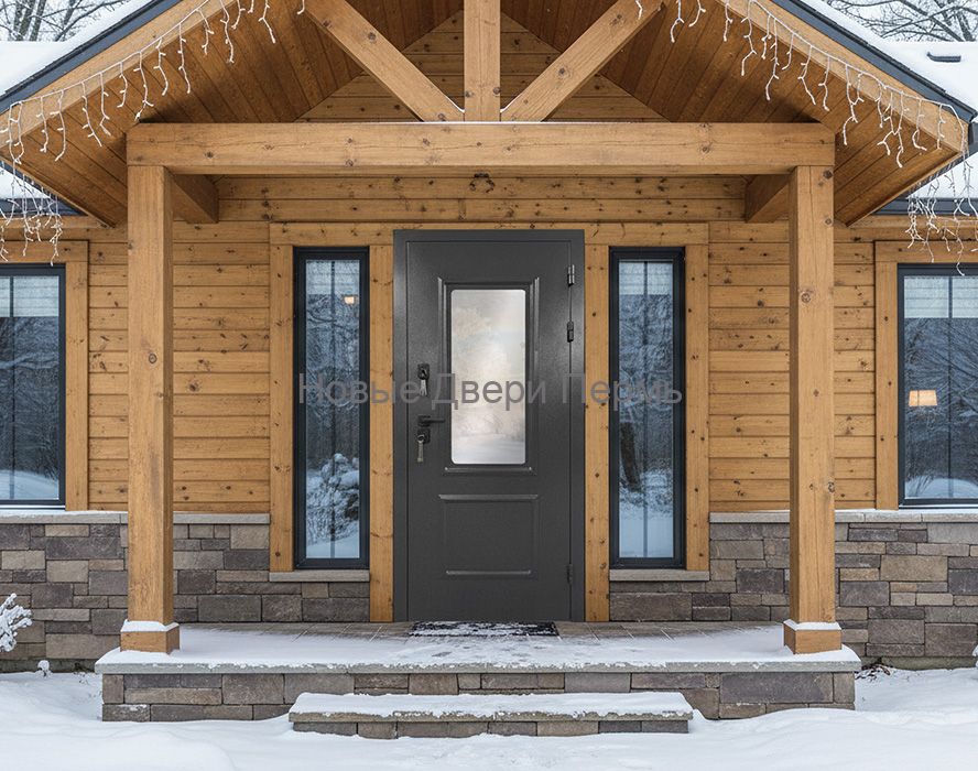 Уличная дверь Термо со стеклопакетом Винтер Панорама