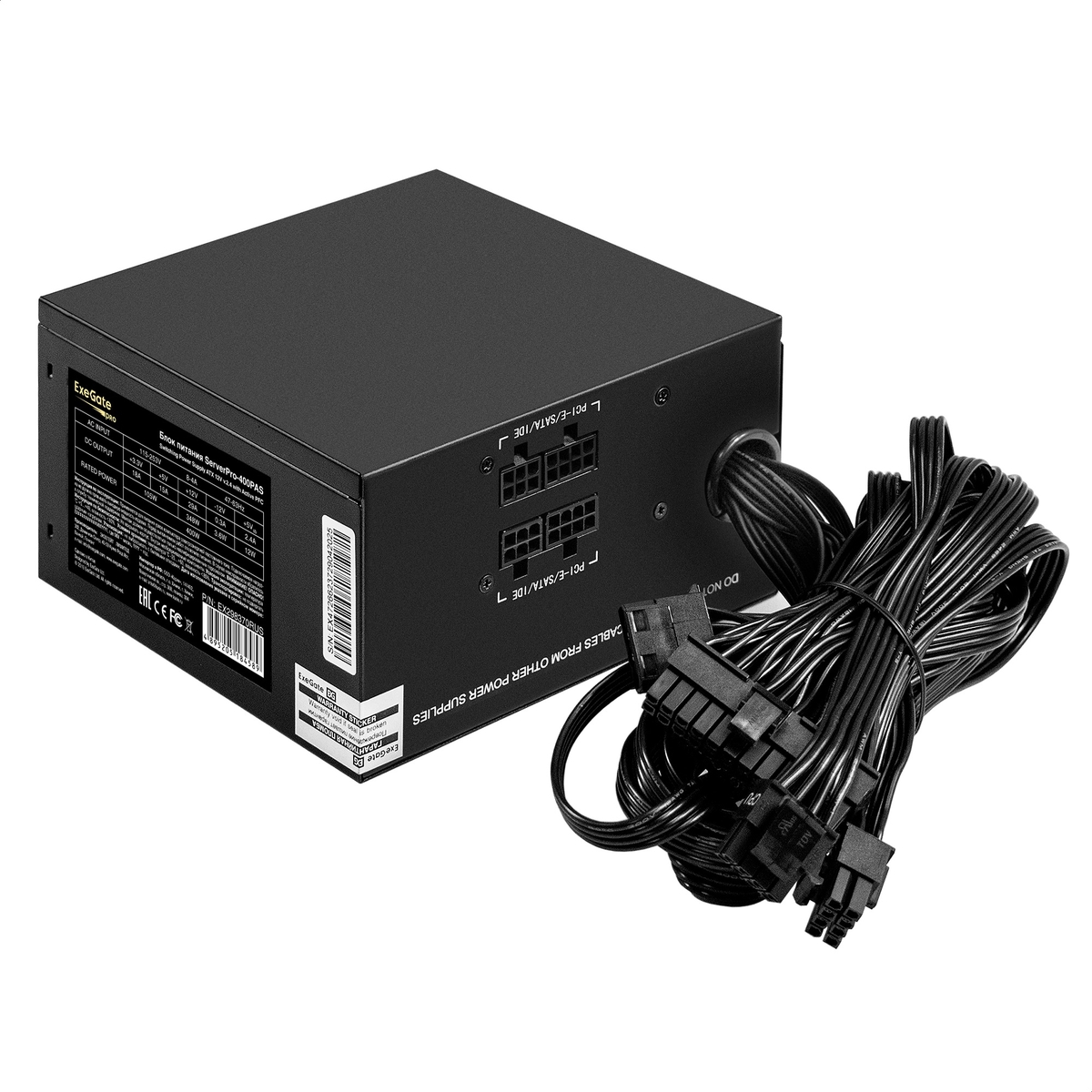 Блок питания серверный Exegate ServerPRO-400PAS ATX 80 PLUS 400 Вт, EX298370RUS