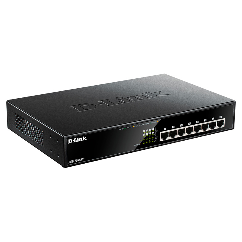 Коммутатор D-Link DGS-1008MP 8-PoE Неуправляемый 8-ports, DGS-1008MP/B1A