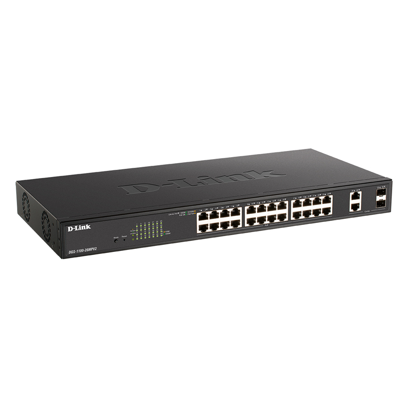 Коммутатор D-Link DGS-1100-26MPV2 24-PoE Smart 26-ports, DGS-1100-26MPV2/A3A