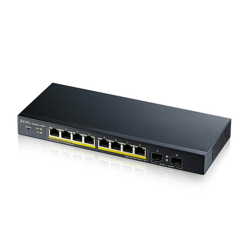 Коммутатор ZyXEL GS1900-10HP 8-PoE Smart 10-ports, GS1900-10HP-EU0102F