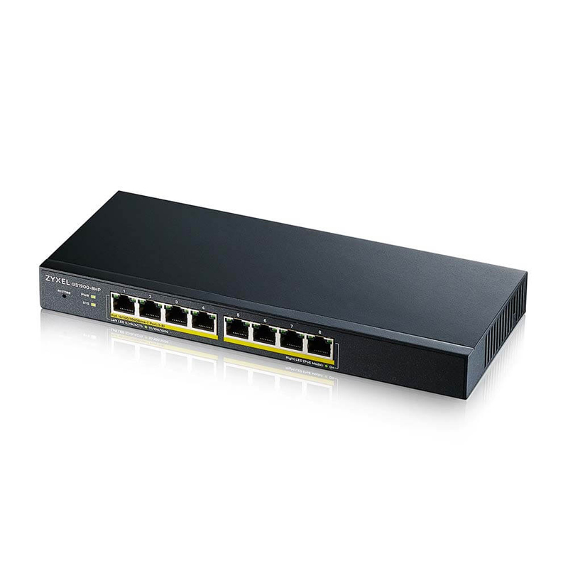 Коммутатор ZyXEL GS1900-8HP 8-PoE Smart 8-ports, GS1900-8HP-EU0103F