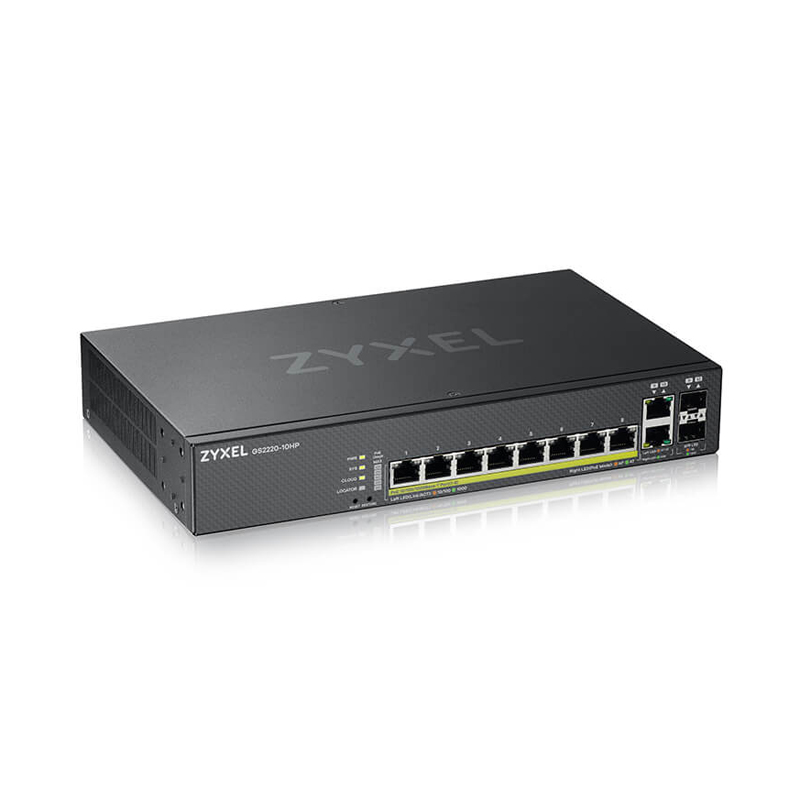 Коммутатор ZyXEL NebulaFlex Pro GS2220-10HP 8-PoE Управляемый 10-ports, GS2220-10HP-EU0101F