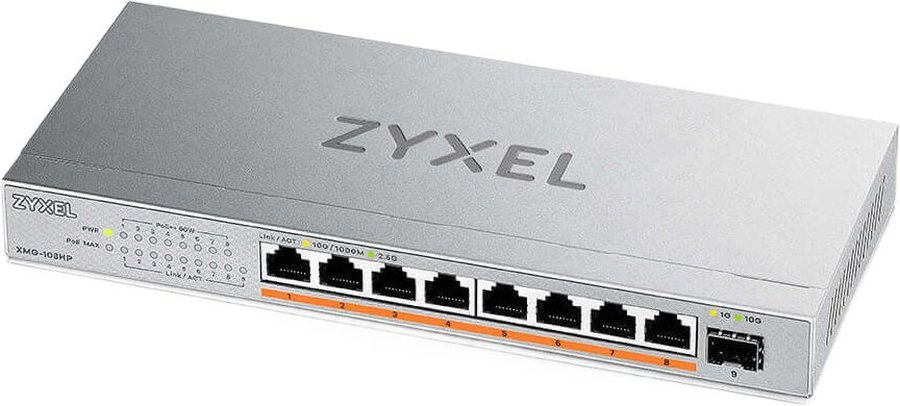 Коммутатор ZyXEL XMG-108HP 8-PoE Неуправляемый 9-ports, XMG-108HP-EU0101F
